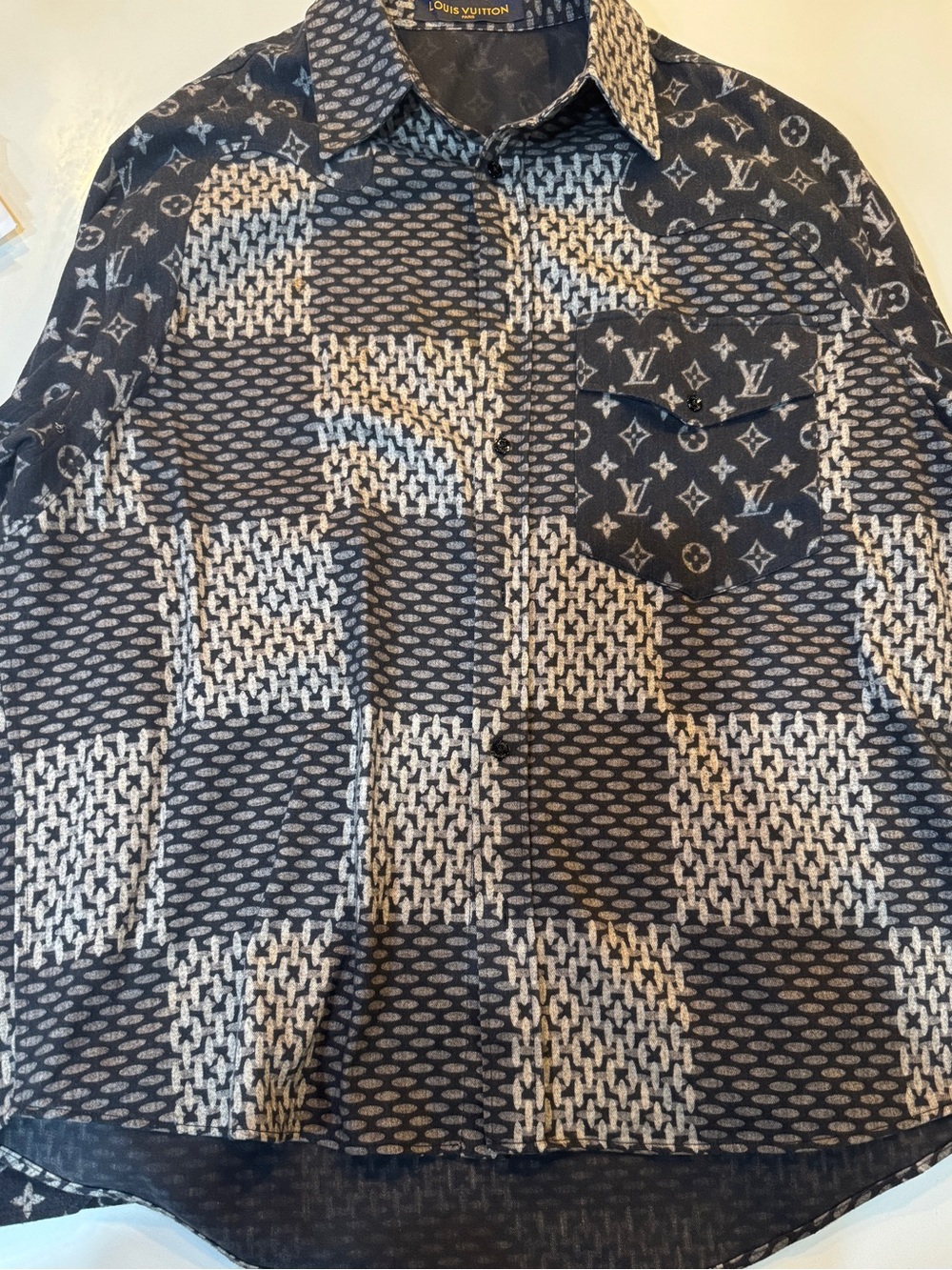 Louis Vuitton x Nigo MNGM Waves Giant Damier Flannel Shirt Charbon